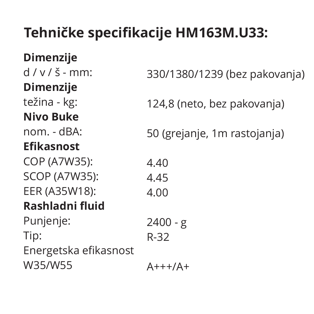LG toplotna pumpa Therma V Monobloc HM163M.U33 karakteristike 2
